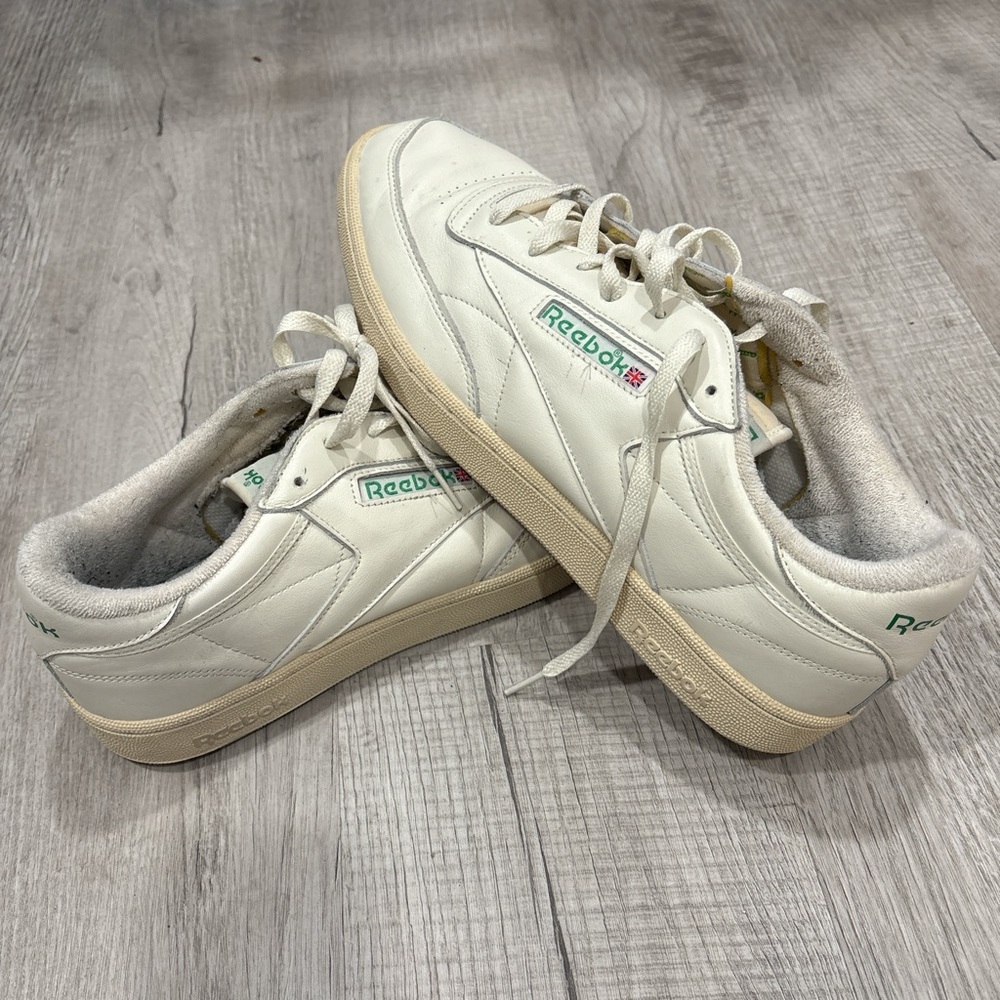 Reebok Cream and Green Classic Sneakers